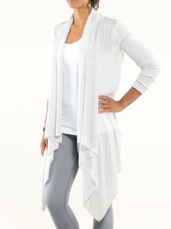 Lululemon Universal Wrap knit sweater cardigan Heathered White size 10 - Picture 3 of 8